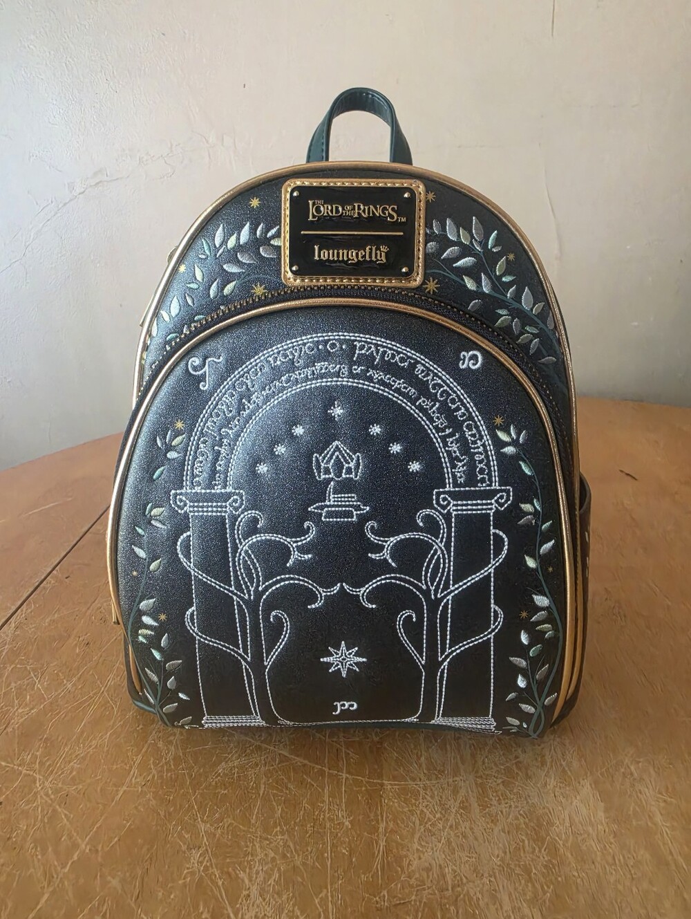 Loungefly Hardtag Black & Gold Lord of the Rings Mini Backpack